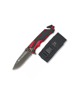 Couteau de sauvetage K25 rouge avec scie ⚔️ Boutique Épées