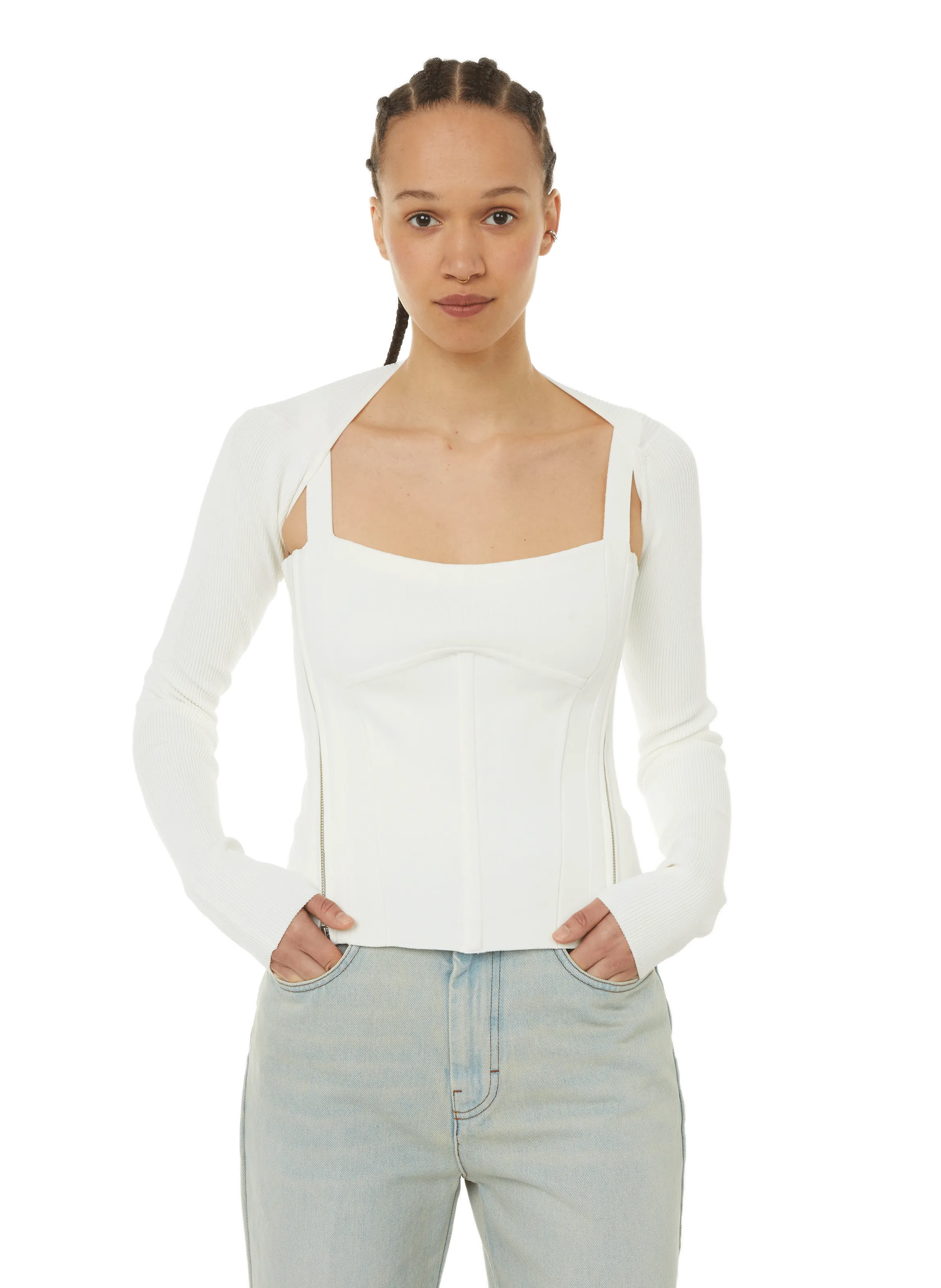 DION LEE  Top corset zippé - Blanc