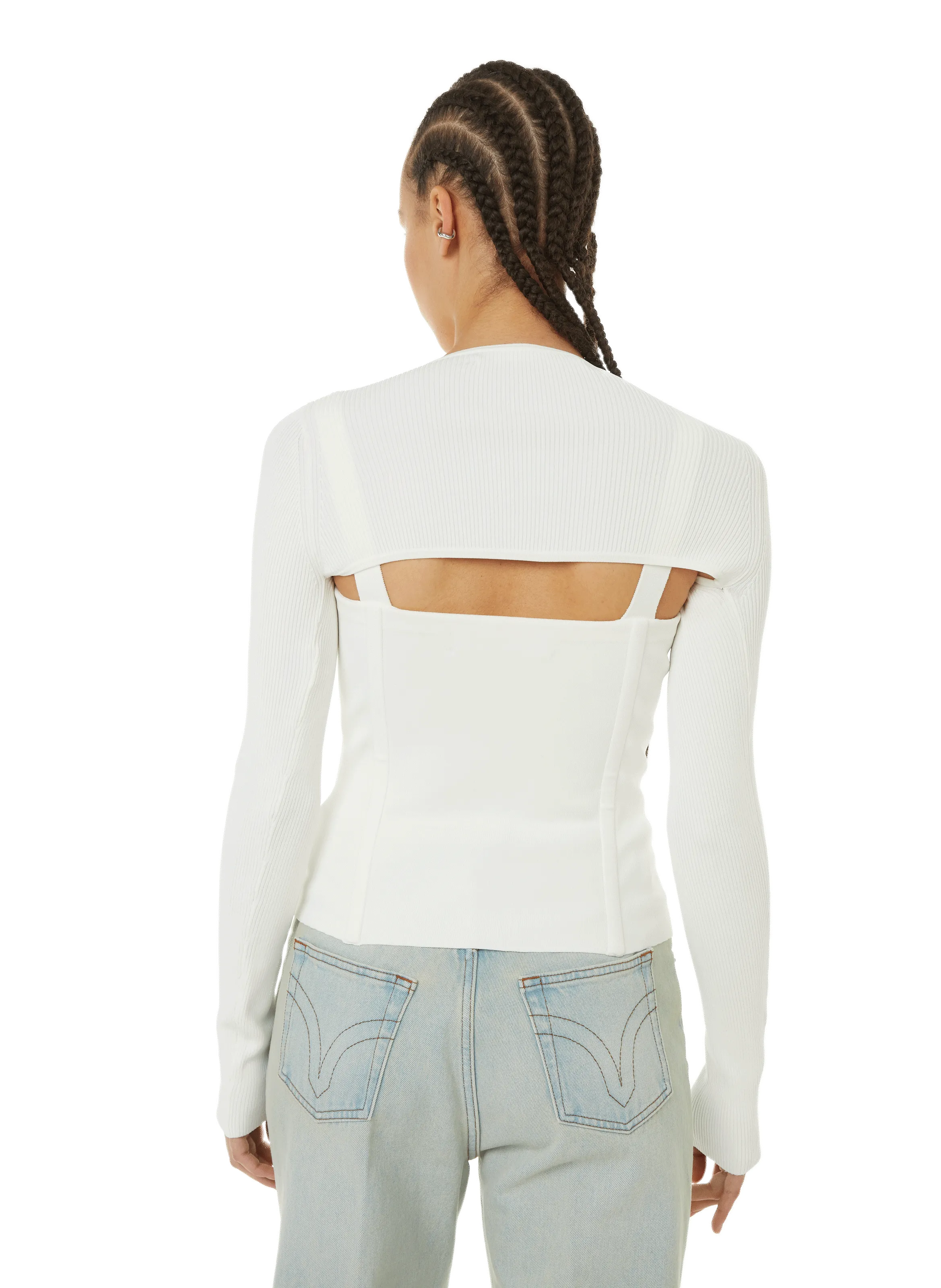 DION LEE  Top corset zippé - Blanc