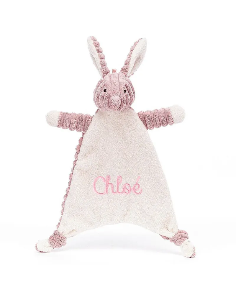 Doudou Lapin rose Cordy personnalisé