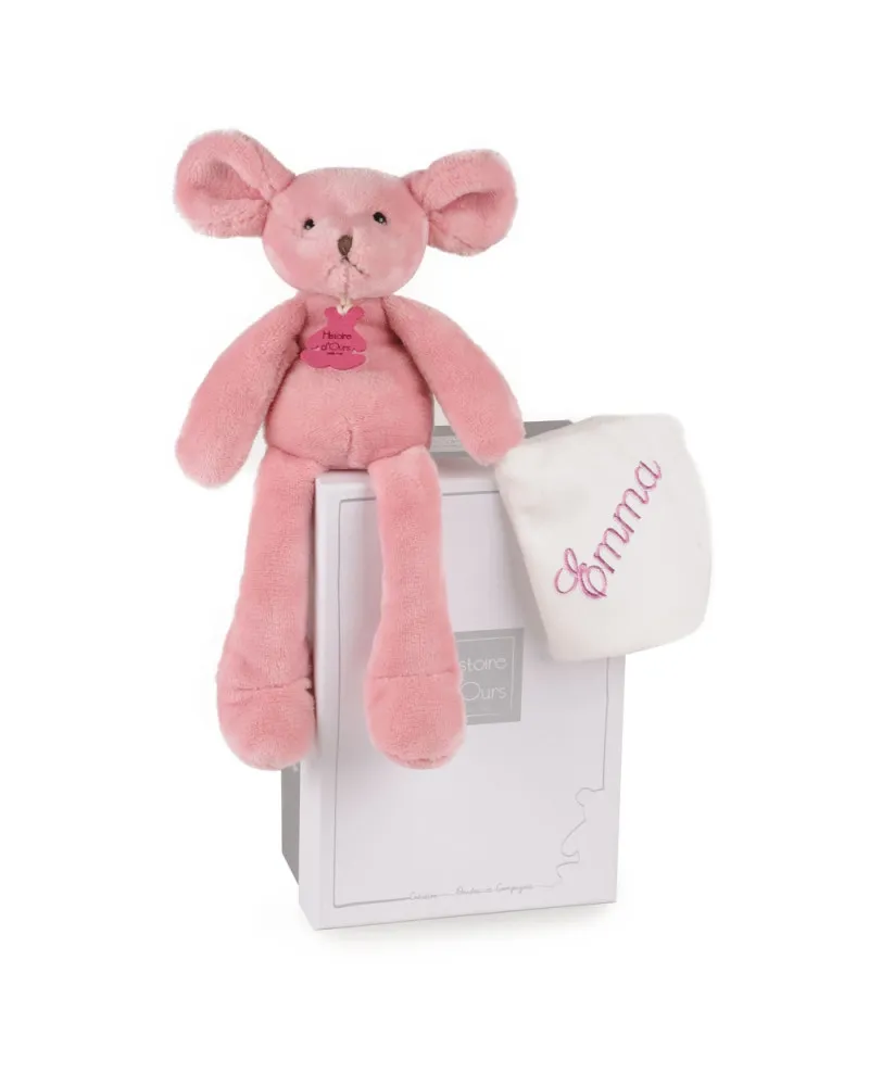 Doudou Pantin Sweety Souris rose