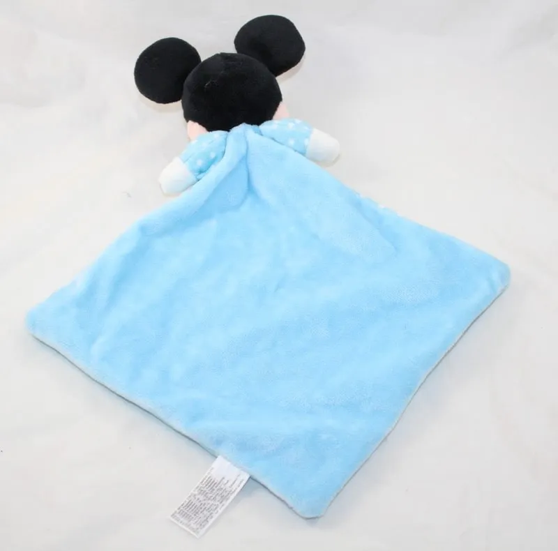 Doudou plat Mickey NICOTOY Disney losange bleu pois blanc Coccinell...