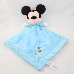 Doudou plat Mickey NICOTOY Disney losange bleu pois blanc Coccinell...