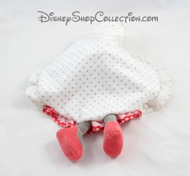 Doudou plat Minnie DISNEY NICOTOY rond robe rouge gris blanc à pois...