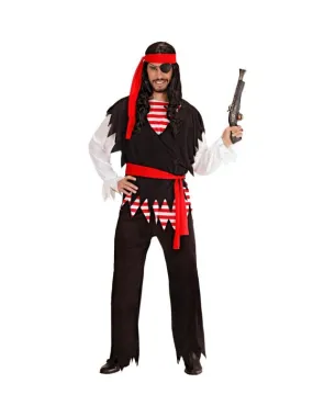 Déguisement Pirate Homme rayé rouge blanc