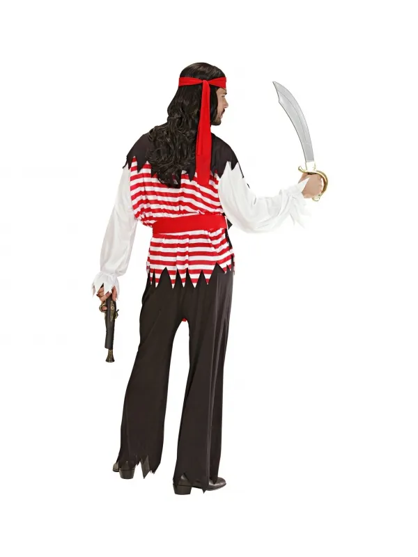 Déguisement Pirate Homme rayé rouge blanc