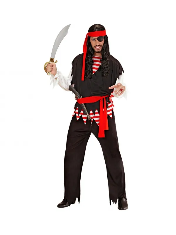 Déguisement Pirate Homme rayé rouge blanc