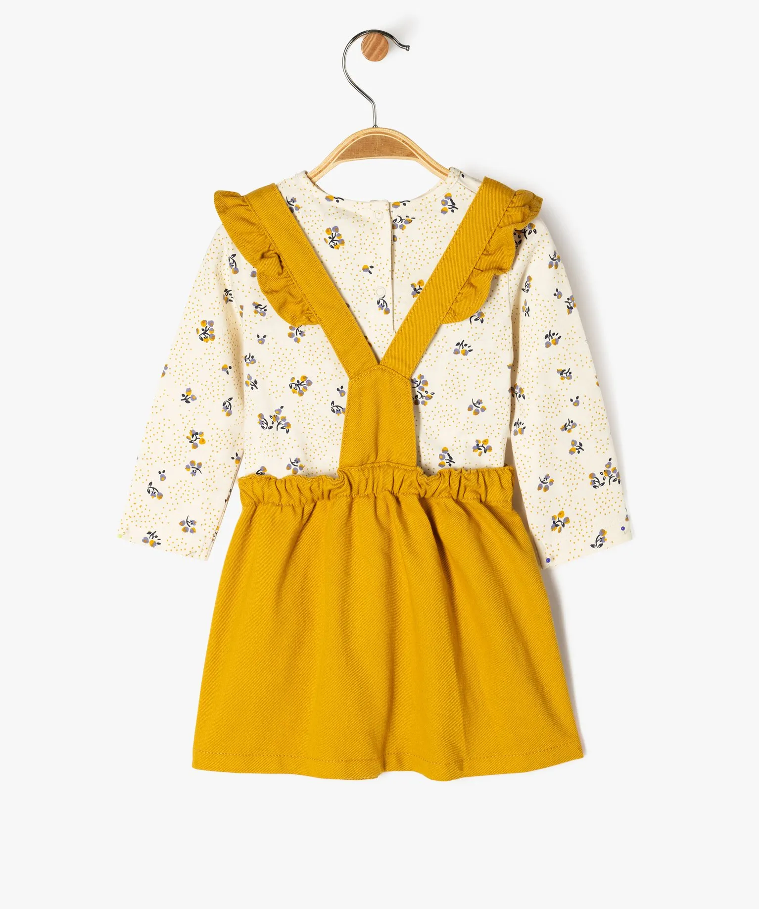 Ensemble 2 pièces bébé fille : robe + tee-shirt à manches longues jaune