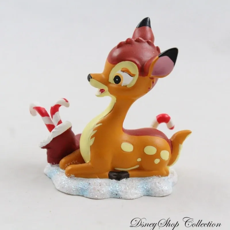 Figurine en résine Bambi DISNEY Bambi Noël botte et cane a sucre 7 cm