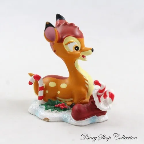 Figurine en résine Bambi DISNEY Bambi Noël botte et cane a sucre 7 cm