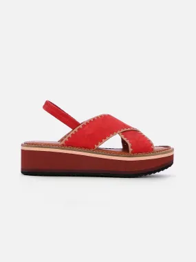 FREEDOM sandales, velours rouge