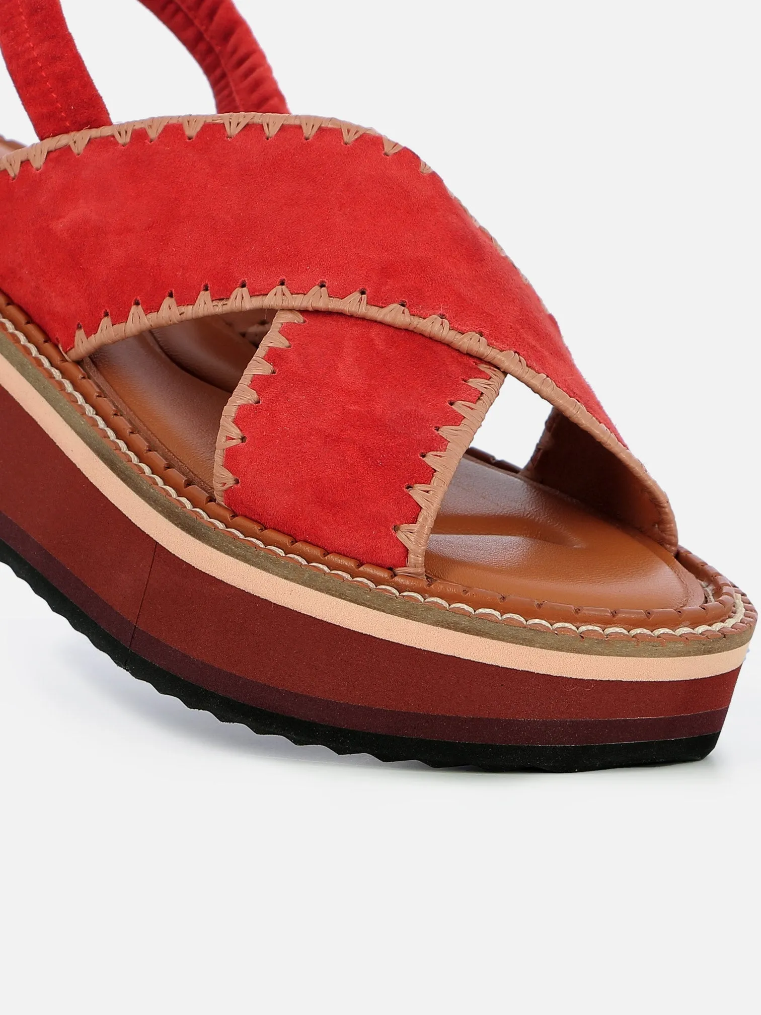 FREEDOM sandales, velours rouge