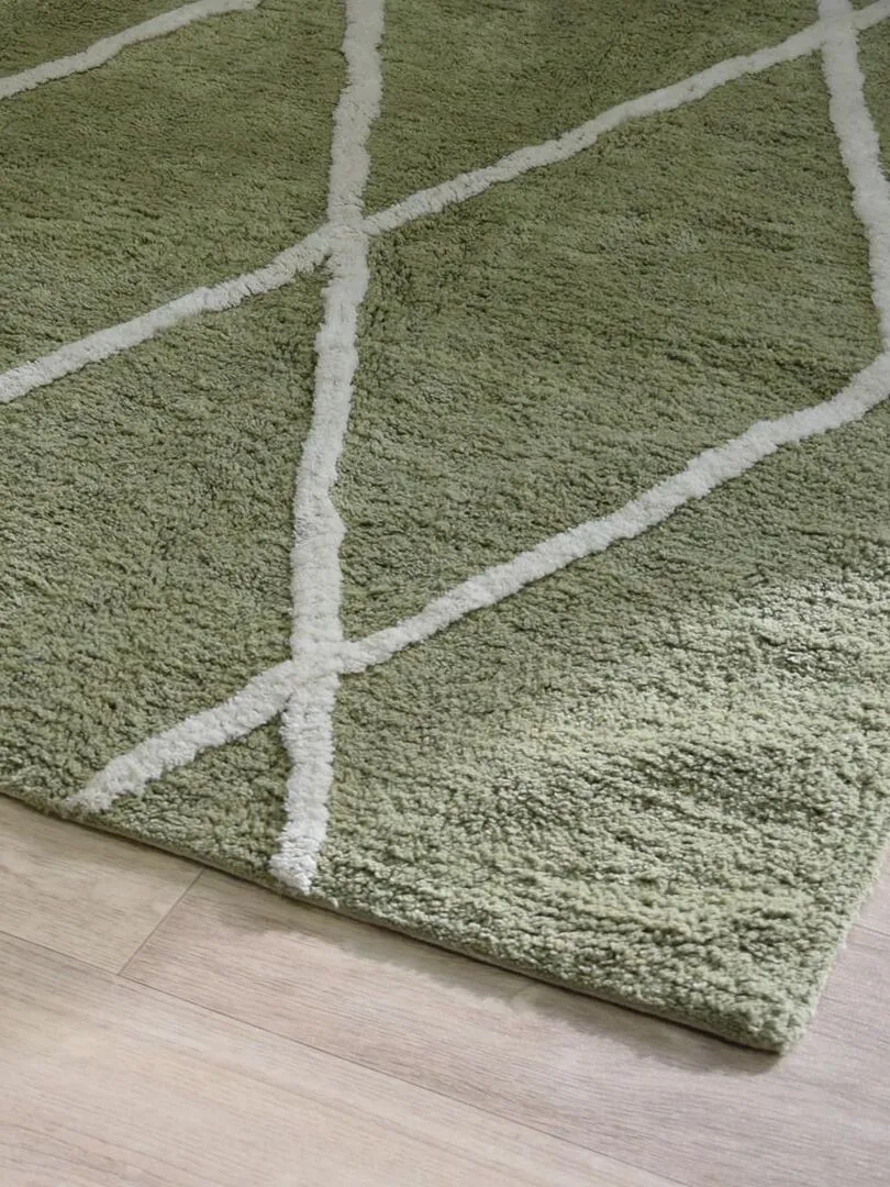 Future Home - Tapis style berbère tufté en coton kaki - Vert kaki