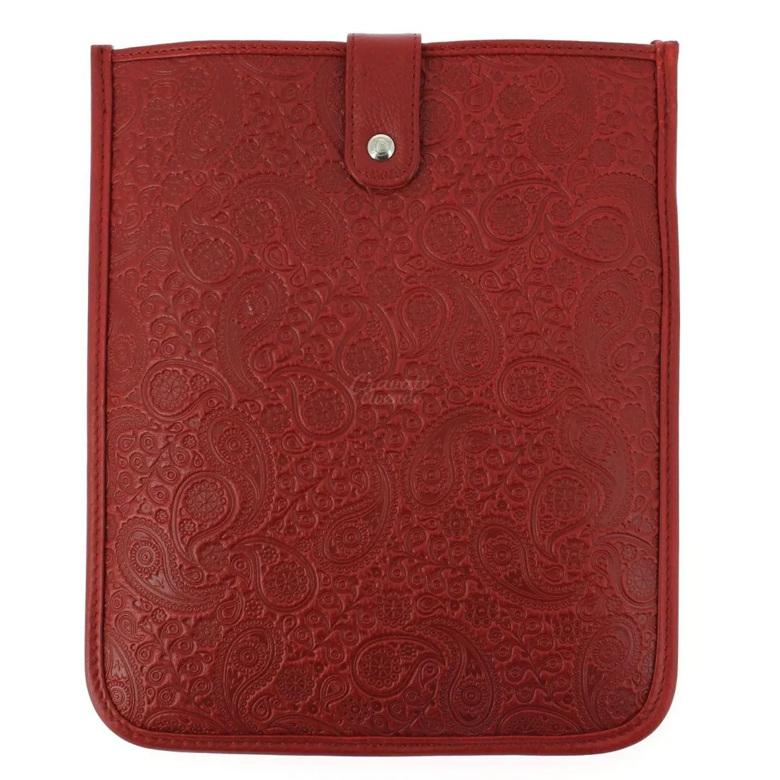 Housse Ipad cuir, Pailsey rouge, Simon Carter London