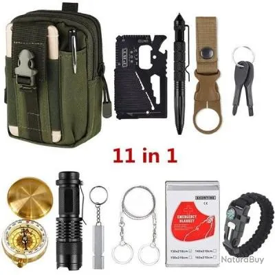 Kit de Survie 11 EN 1 KAKI - LIVRAISON GRATUITE !!