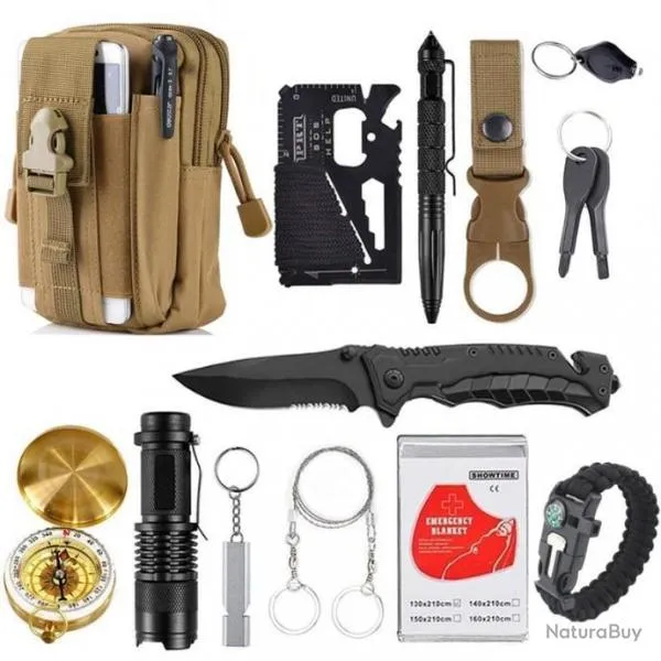 Kit de Survie 13 EN 1 KAKI - LIVRAISON GRATUITE !!