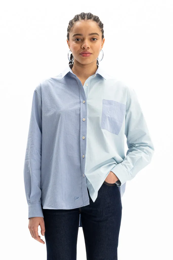 La chemise Oversize Tony toile bio-recyclée Bigot bleu/bleu