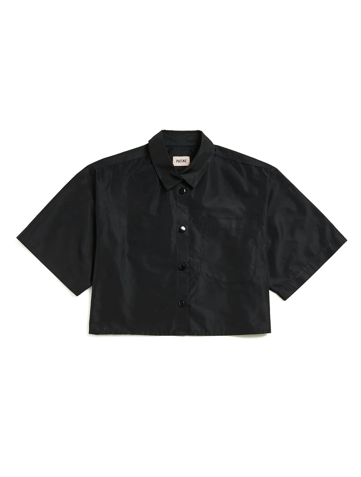 La chemise presque crop Taffy taffetas recyclé Noir black coffee