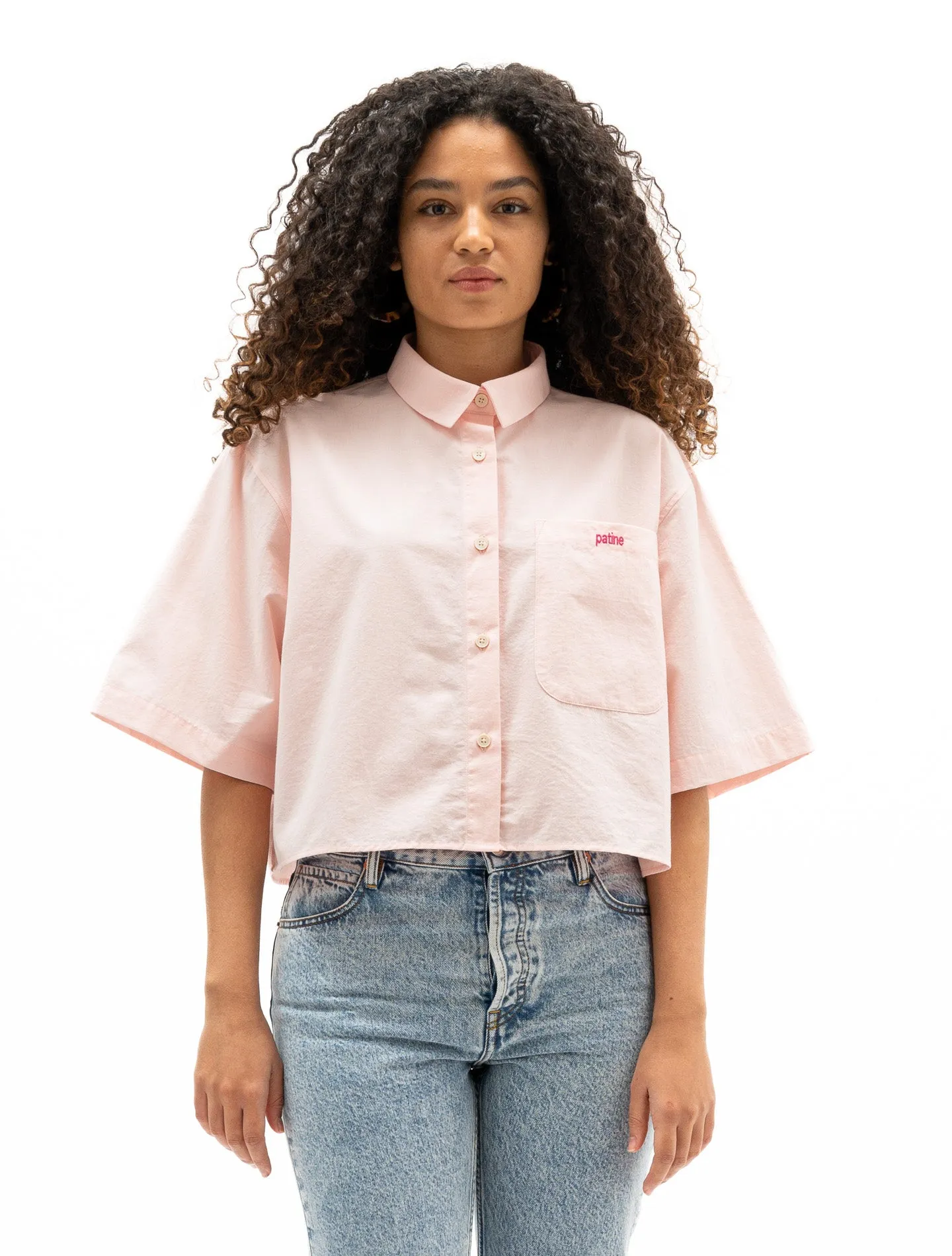 La chemise presque crop Tony toile bio-recyclée Rose milkshake