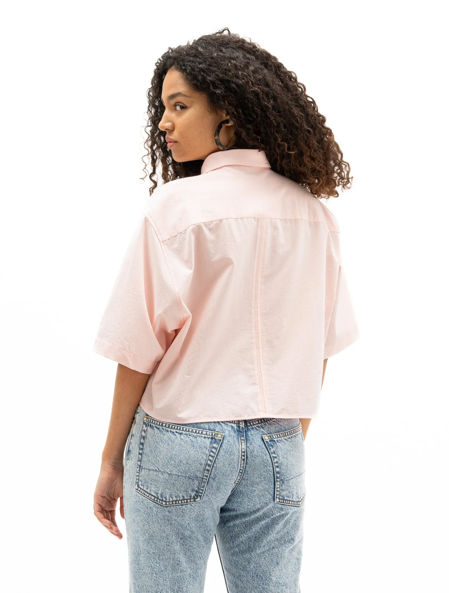 La chemise presque crop Tony toile bio-recyclée Rose milkshake