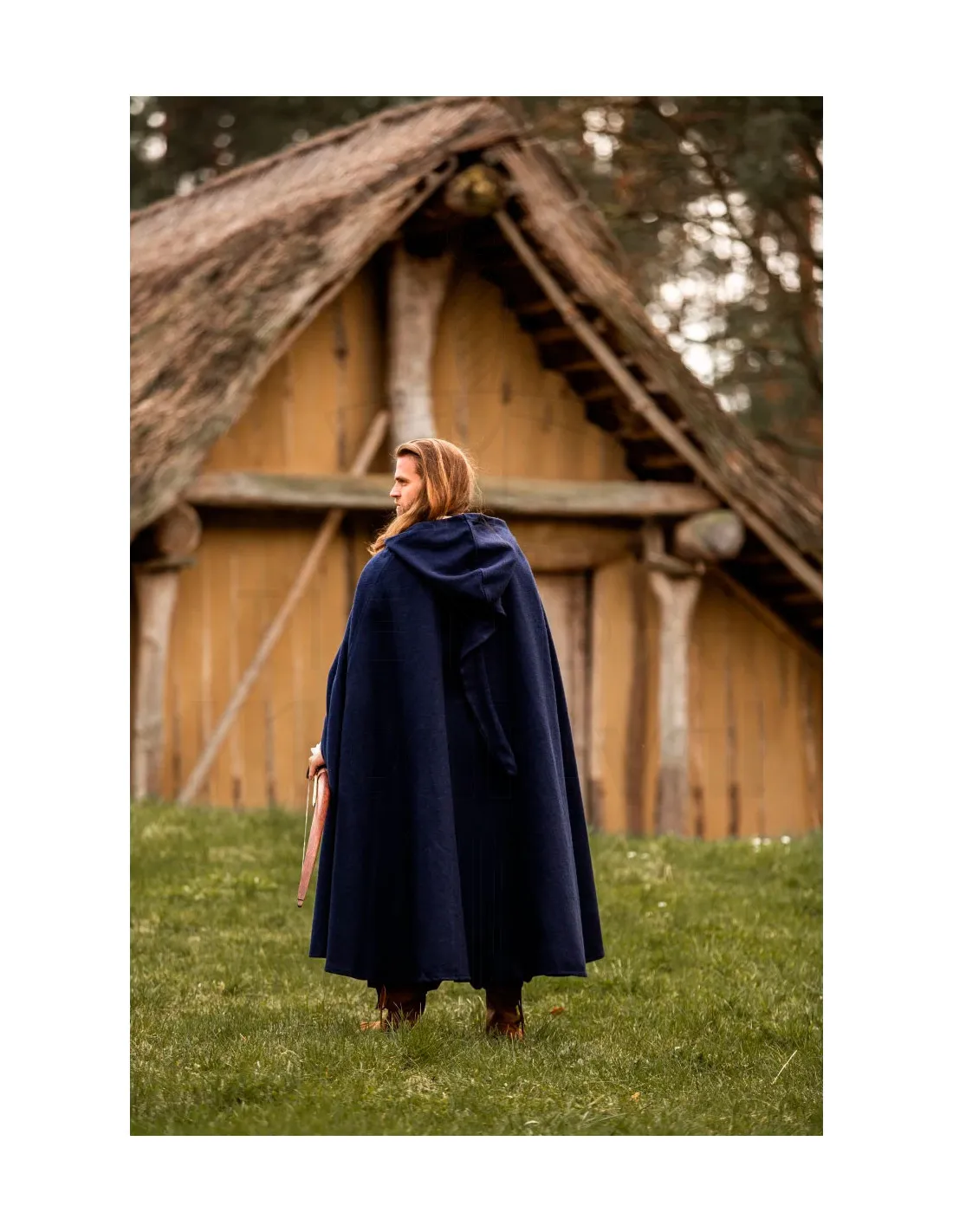 Longue cape médiévale modèle Boil, bleu 131 cm. ⚔️ Boutique Épées