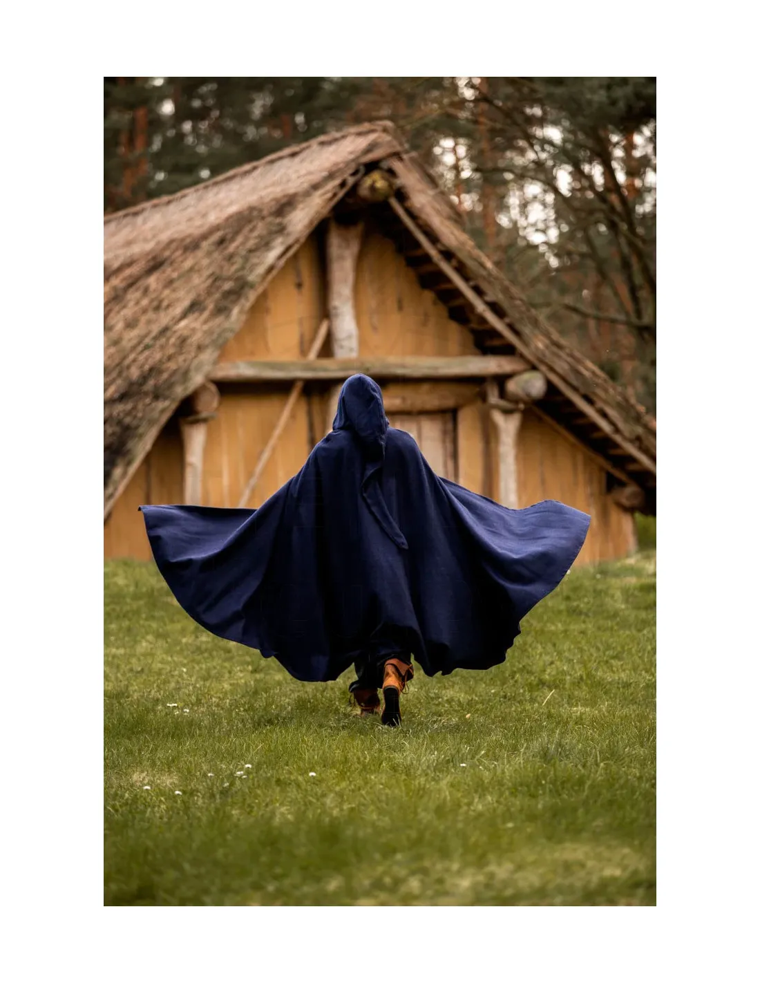 Longue cape médiévale modèle Boil, bleu 131 cm. ⚔️ Boutique Épées