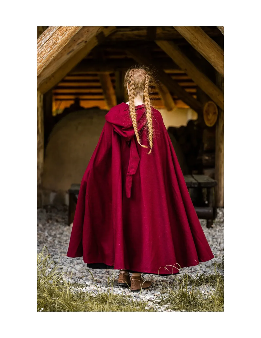 Longue cape médiévale modèle Boil, rouge 131 cm. ⚔️ Boutique Épées