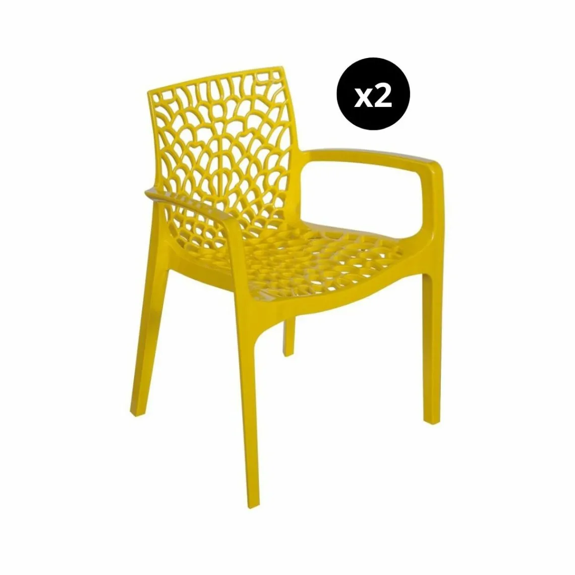 Lot De 2 Chaises Design Jaune Avec Accoudoirs GRUYER | 3 Suisses