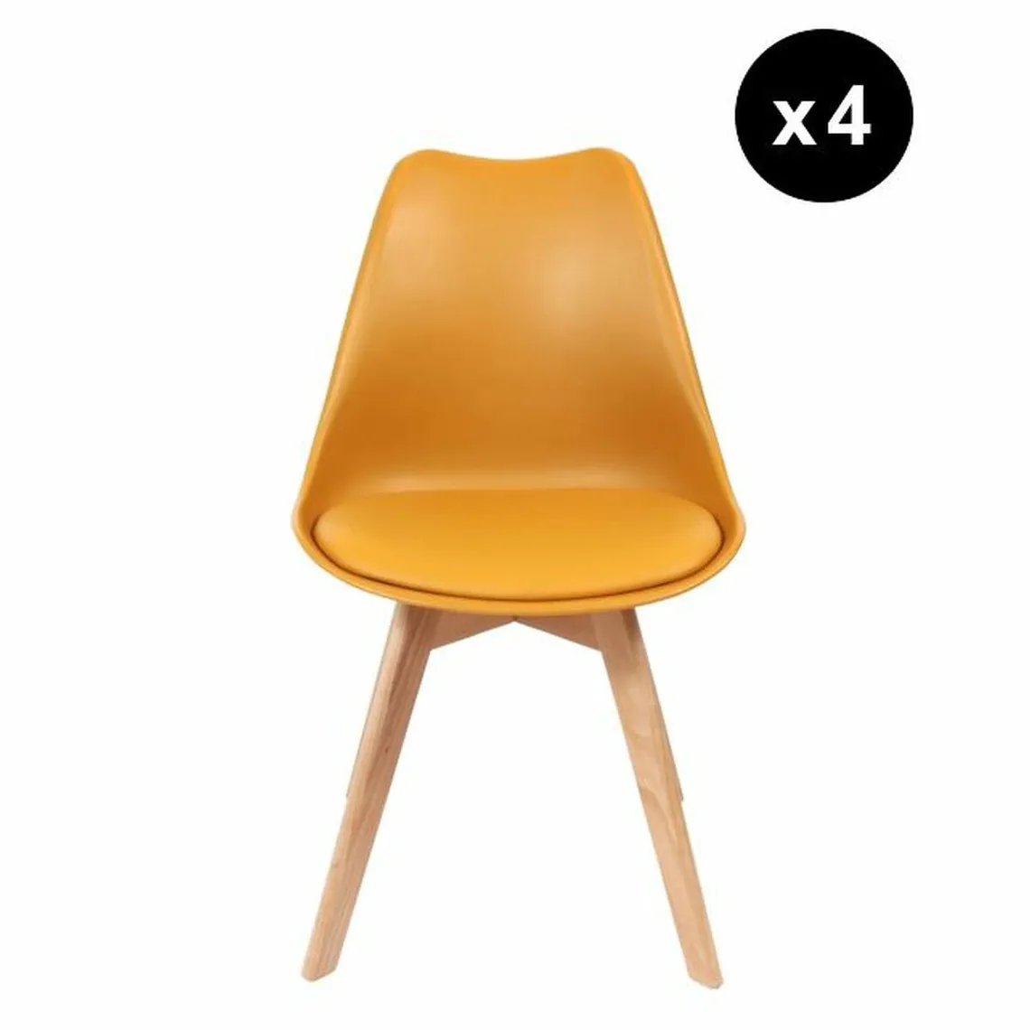 Lot de 4 chaises scandinaves coque rembourée - jaune | 3 Suisses