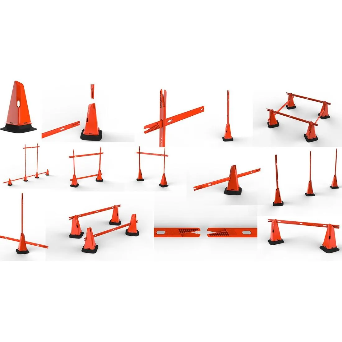 Lot de 4 cnes d'entrainement lestés Modular 30cm orange