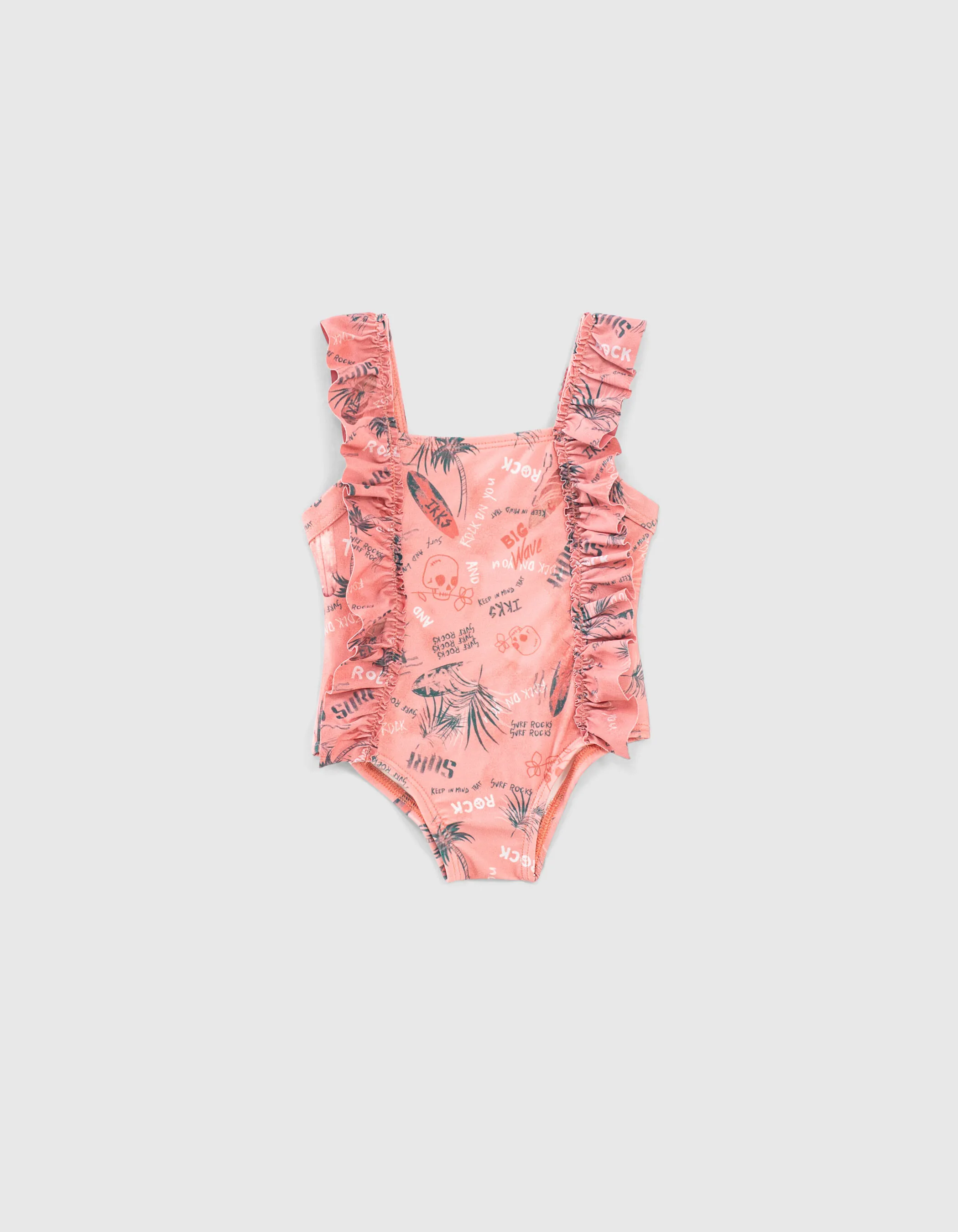 Maillot de bain 1 pièce dusty rose Surf recyclé bébé fille