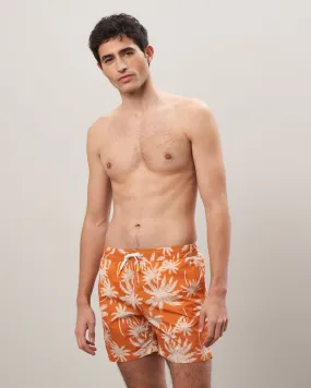 Maillot Homme recyclé imprimé palmiers Orange Swim