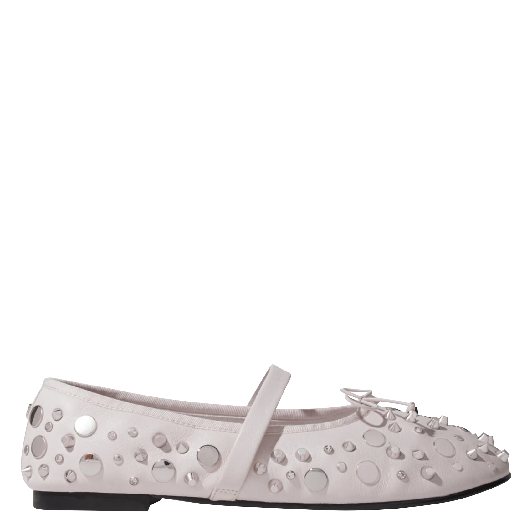 MAJE  Ballerines à clous et studs en cuir - Blanc