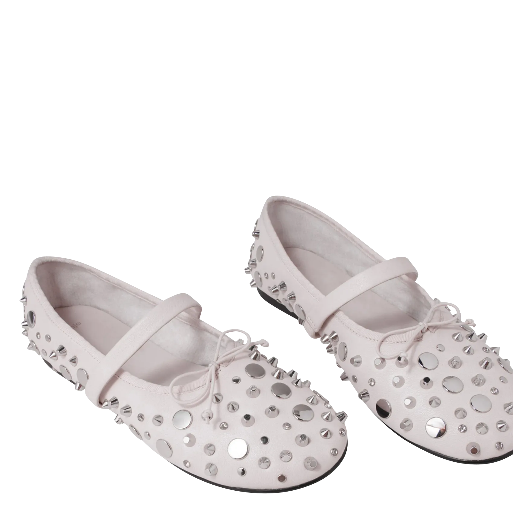 MAJE  Ballerines à clous et studs en cuir - Blanc