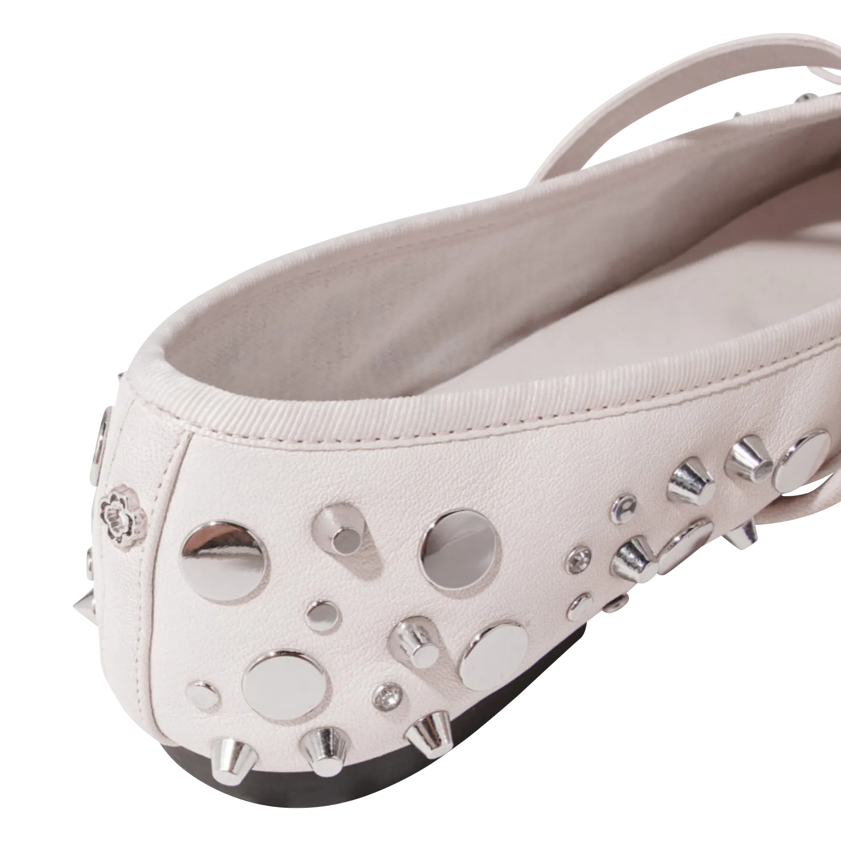 MAJE  Ballerines à clous et studs en cuir - Blanc