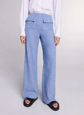 MAJE  Pantalon large en coton mélangé - Bleu