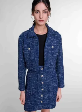 MAJE  Robe deux-en-un effet tweed - Bleu