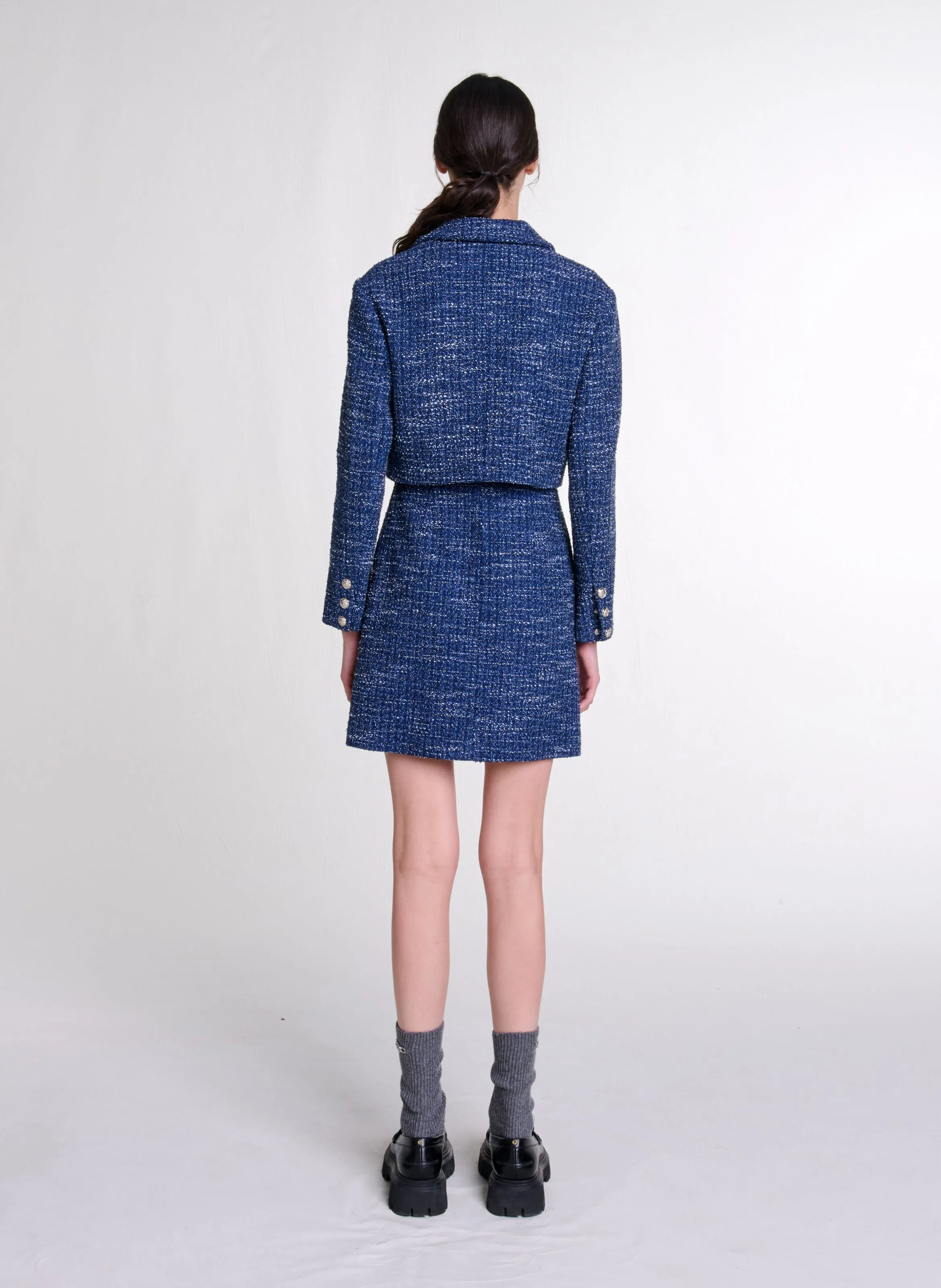 MAJE  Robe deux-en-un effet tweed - Bleu