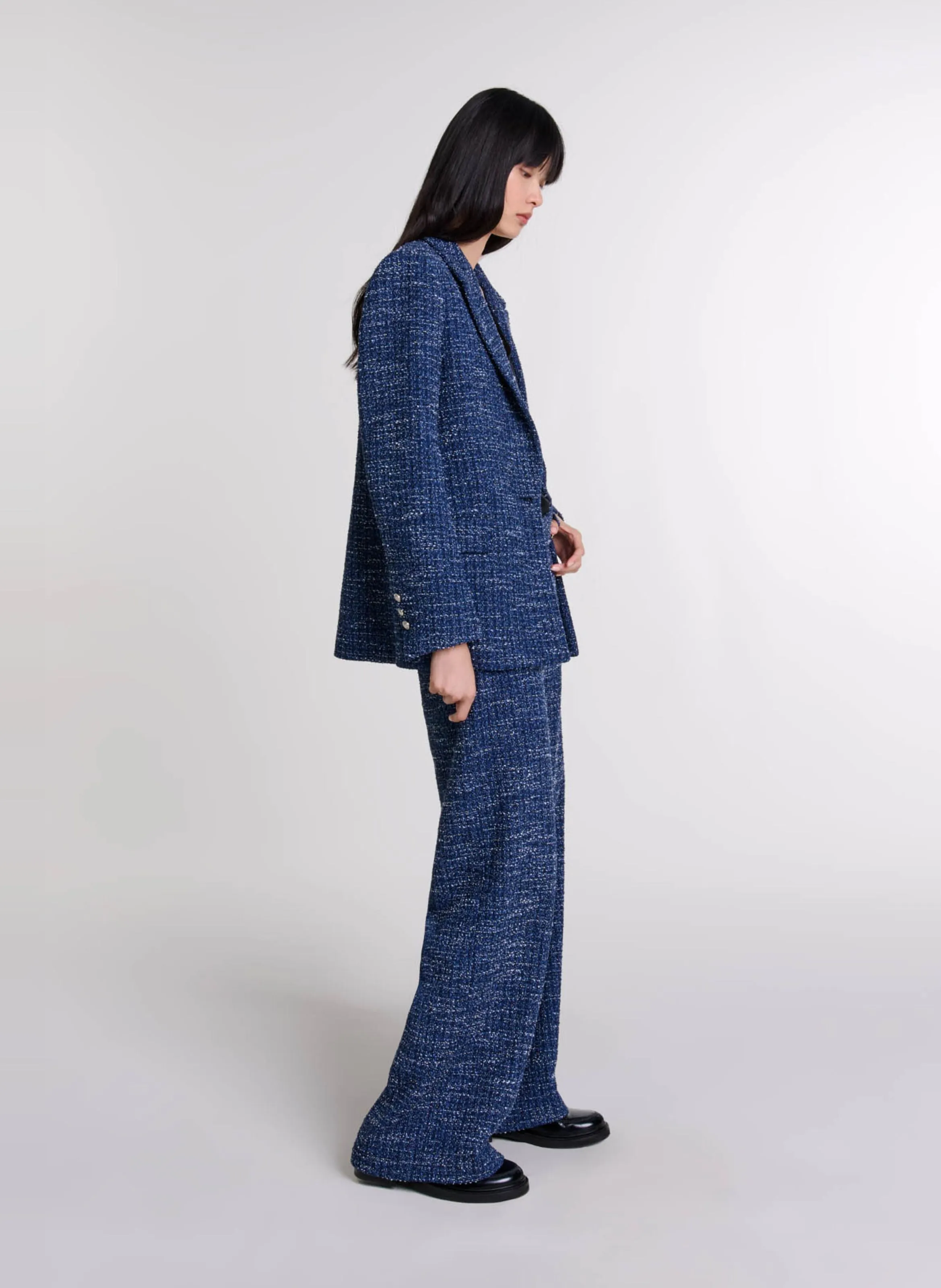 MAJE  Robe deux-en-un effet tweed - Bleu