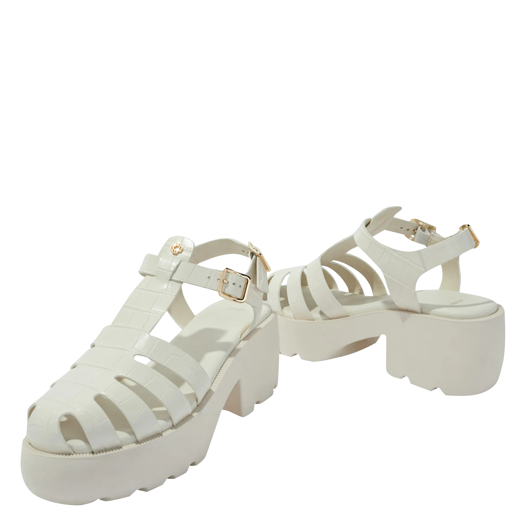 MAJE  Sandales hautes en cuir - Blanc