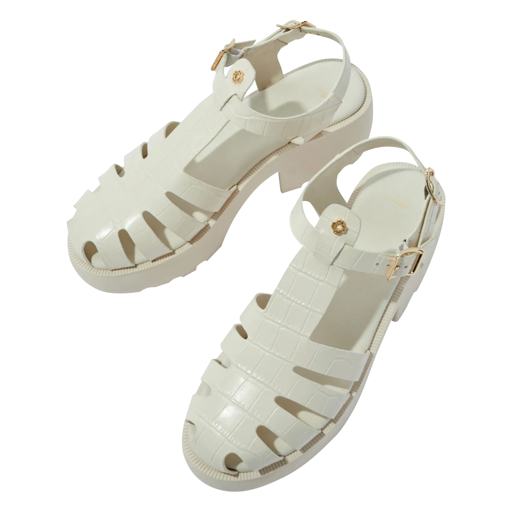 MAJE  Sandales hautes en cuir - Blanc