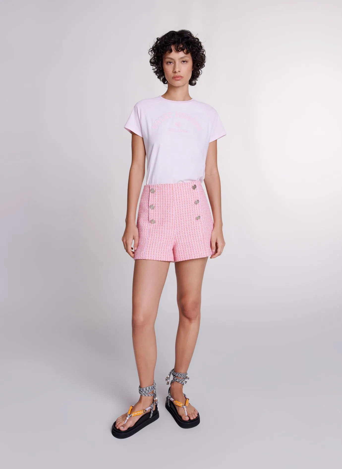 MAJE  Short droit en coton mélangé - Rose