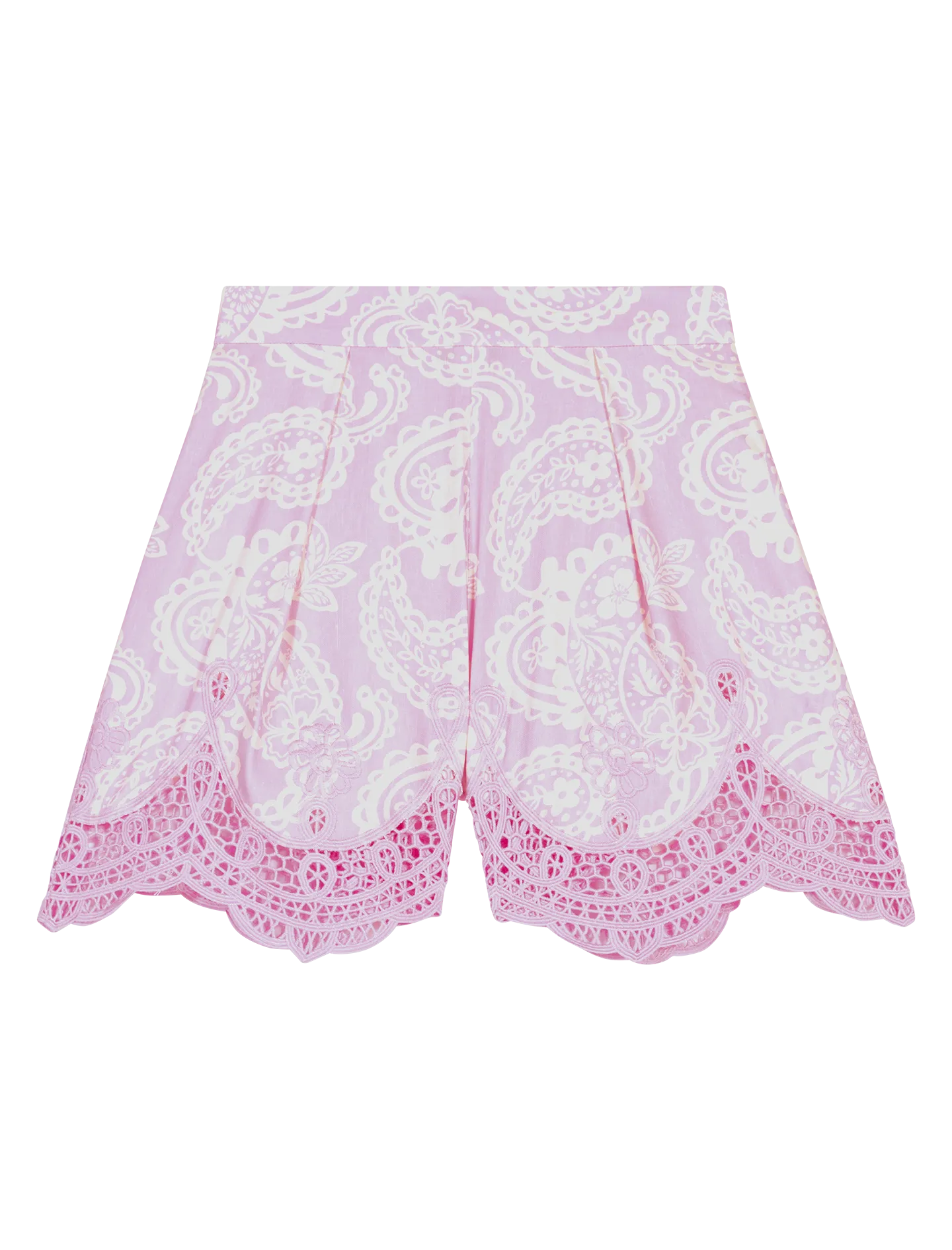 MAJE  Short imprimé à dentelle - Rose