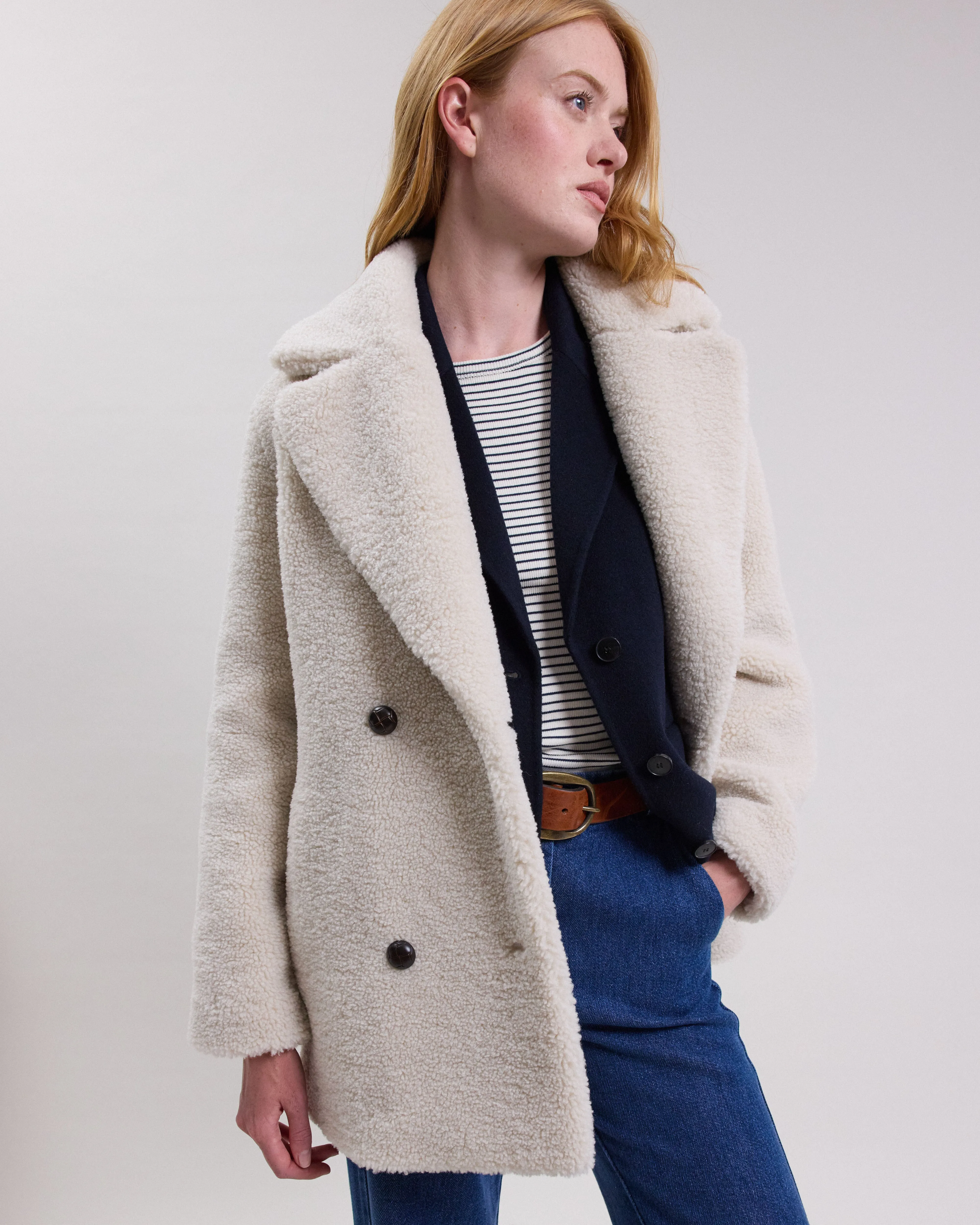 Manteau Femme en sherpa Ecru Victoria