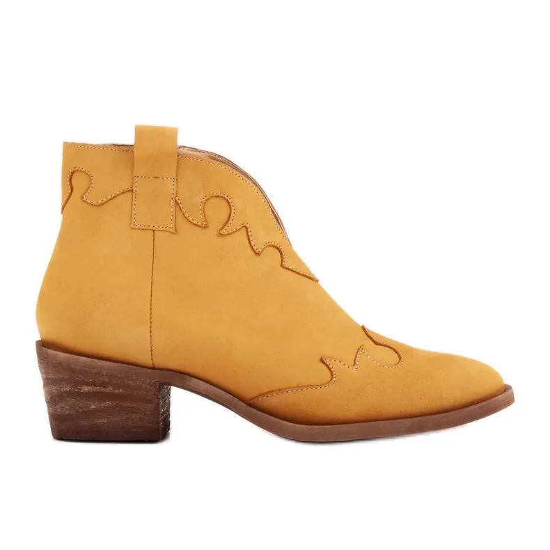 Marco Shoes Boots non isolées avec empiècements en daim et ondulations brun jaune