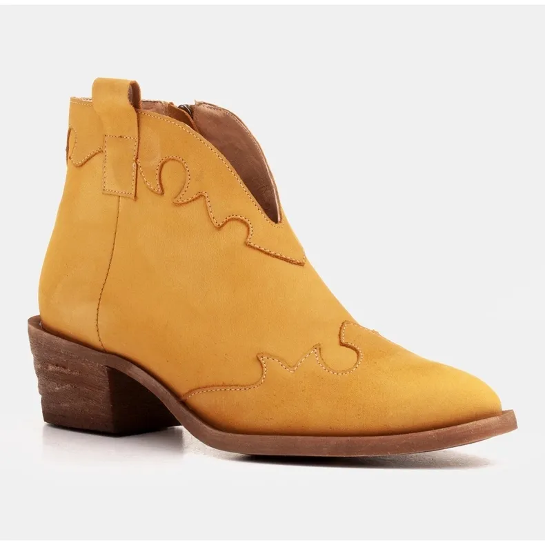 Marco Shoes Boots non isolées avec empiècements en daim et ondulations brun jaune