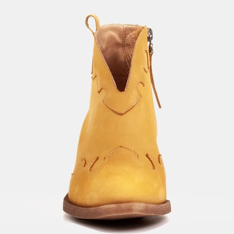 Marco Shoes Boots non isolées avec empiècements en daim et ondulations brun jaune