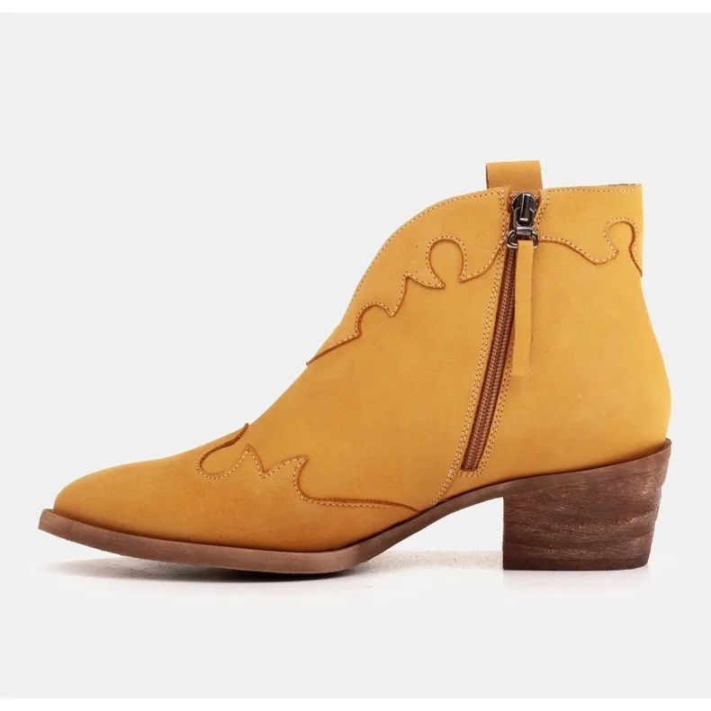 Marco Shoes Boots non isolées avec empiècements en daim et ondulations brun jaune