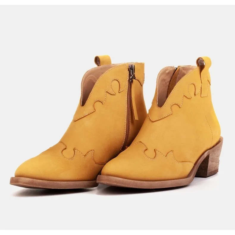 Marco Shoes Boots non isolées avec empiècements en daim et ondulations brun jaune