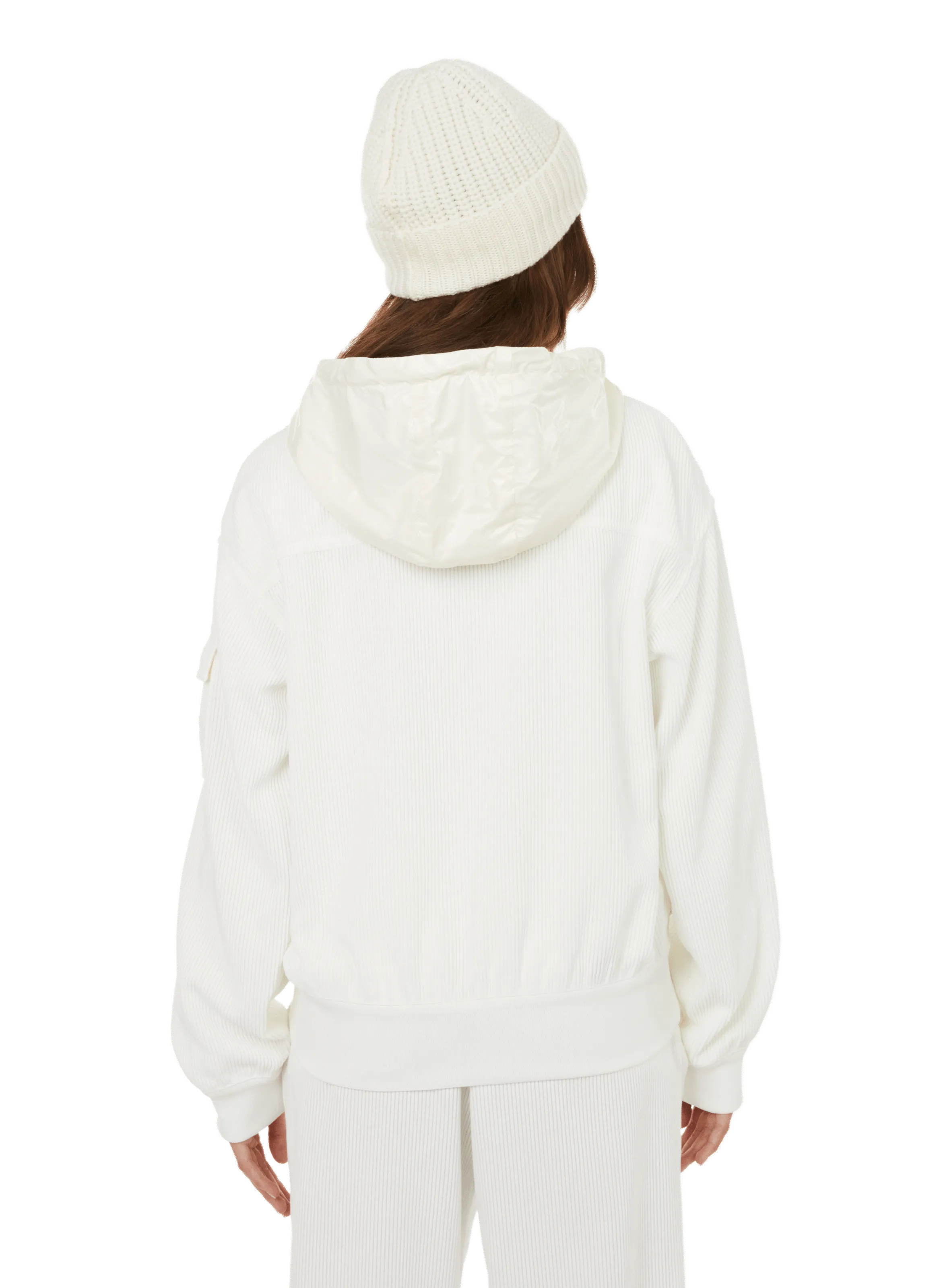 MONCLER  Sweatshirt en maille côtelée - Blanc